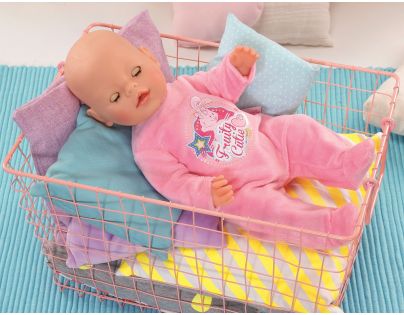Baby Born Sametový overal s potiskem - Růžová