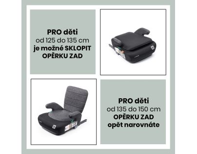 BabyAuto DOKA iFIX 125-150, podsedák so sklopným chrbtom, black grey flame