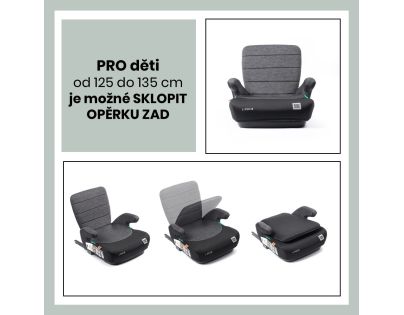 BabyAuto DOKA iFIX 125-150, podsedák so sklopným chrbtom, black grey flame