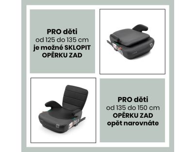BabyAuto DOKA iFIX 125-150, podsedák so sklopným chrbtom, black grey