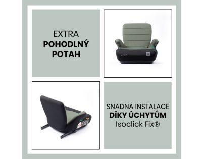 BabyAuto DOKA iFIX 125-150, podsedák so sklopným chrbtom, black olive green
