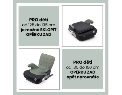 BabyAuto DOKA iFIX 125-150, podsedák so sklopným chrbtom, black olive green