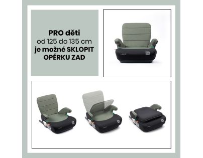 BabyAuto DOKA iFIX 125-150, podsedák so sklopným chrbtom, black olive green