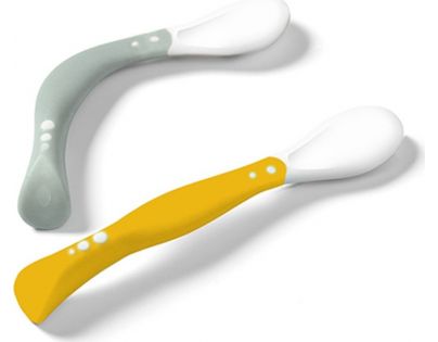 BabyOno Lyžičky flexi 2 ks pastelová sivá a žltá