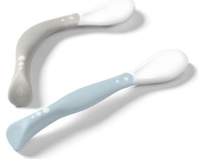 BabyOno Lyžičky flexi 2 ks pastelová sivá a modrá