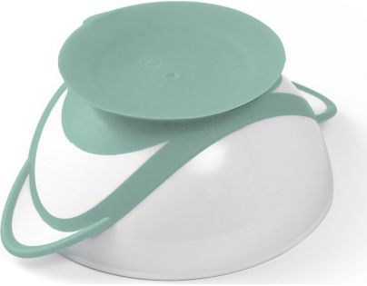 BabyOno Miska uzatvárateľná s prísavkou a lyžičkou 300 ml zelenožltá