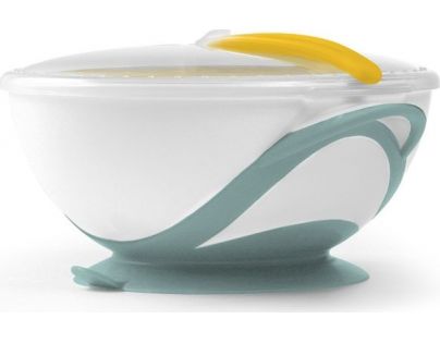 BabyOno Miska uzatvárateľná s prísavkou a lyžičkou 300 ml zelenožltá