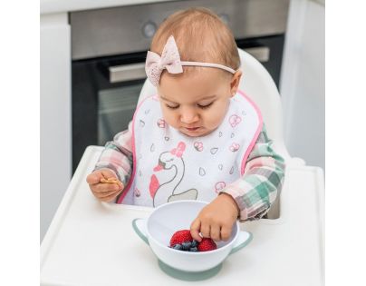 BabyOno Miska uzatvárateľná s prísavkou a lyžičkou 300 ml zelenožltá