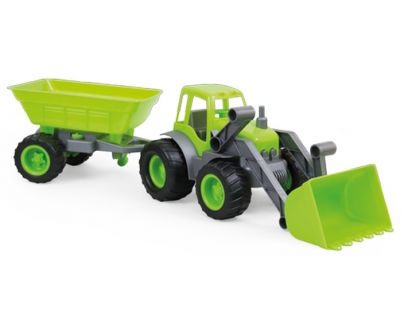 Mochtoys Bagr s přívěsem na gumových kolech - Zelená