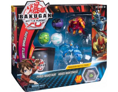 Bakugan balení 5 ks s doplňky Pyrus Maxotaur - Aquos Mantonoid