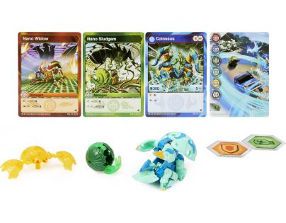 Bakugan Trojbalení s True Metal figurkou S4 Colossus Blue