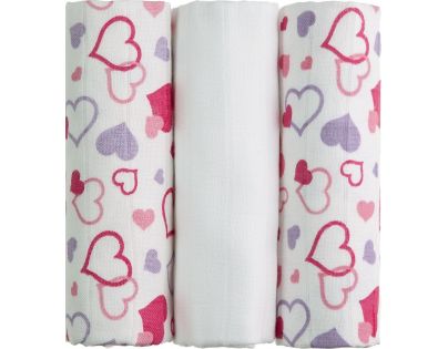 T-tomi Bambusové BIO pleny Sada 3 ks Srdíčka