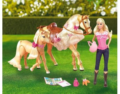 MATTEL Barbie - Barbie a chodící kůň s hříbátkem N1692