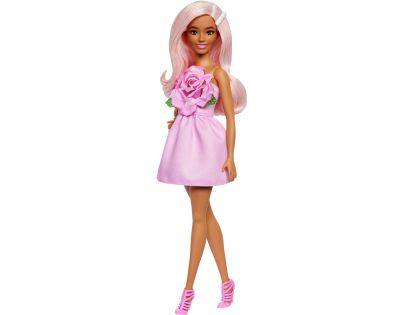 Barbie Modelka - ružové šaty s ružou