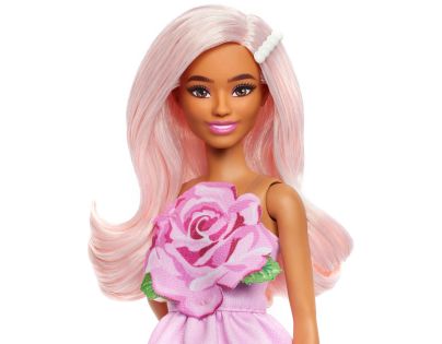 Barbie Modelka - ružové šaty s ružou