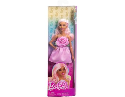 Barbie Modelka - ružové šaty s ružou