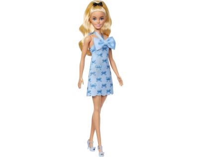 Barbie Modelka - šaty s modrými mašľami
