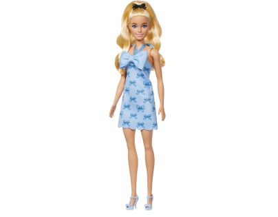 Barbie Modelka - šaty s modrými mašľami