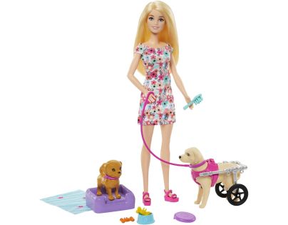 Barbie bábika a psík s invalidným vozíčkom