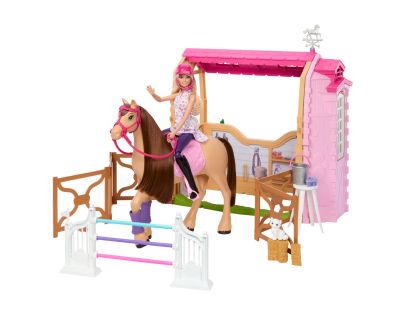 Barbie HXJ44 Stajne s koňom Pepper a bábikou