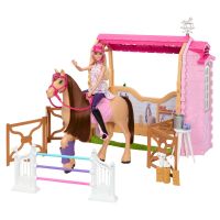 Barbie HXJ44 Stajne s koňom Pepper a bábikou