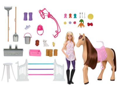 Barbie HXJ44 Stajne s koňom Pepper a bábikou