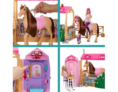 Barbie HXJ44 Stajne s koňom Pepper a bábikou