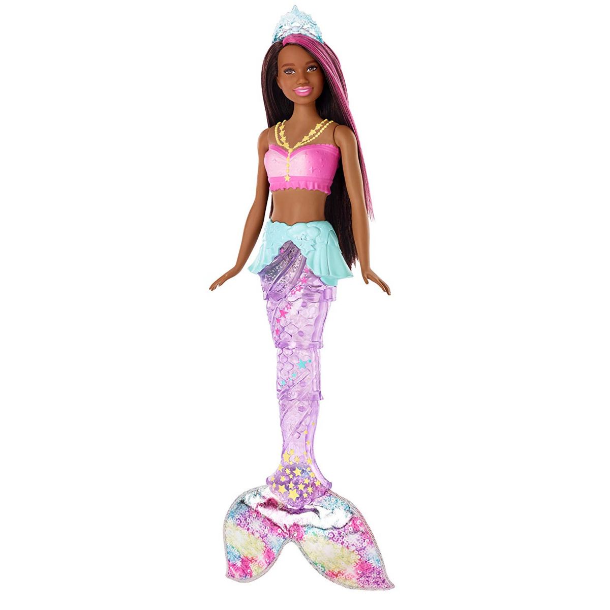 Barbie svietiaca morská panna s pohyblivým chvostom černoška