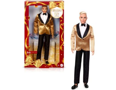 Barbie vianočná bábika ken blond 2025