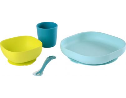 Béaba Jedálenská sada silikónová 4-dielna Blue