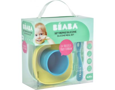 Béaba Jedálenská sada silikónová 4-dielna Blue