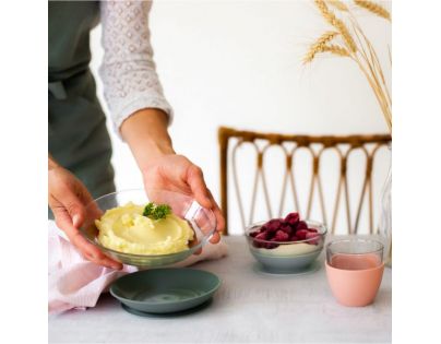 Beaba Jedálenská sada sklenená s prísavkami Eucalyptus