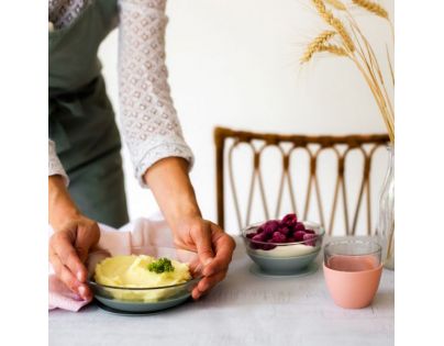 Beaba Jedálenská sada sklenená s prísavkami Eucalyptus