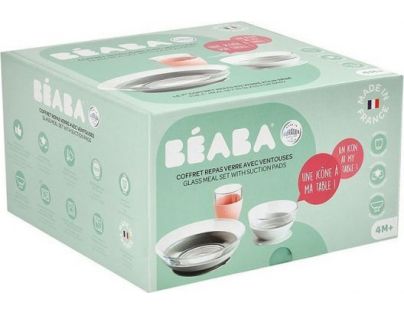 Beaba Jedálenská sada sklenená s prísavkami Eucalyptus