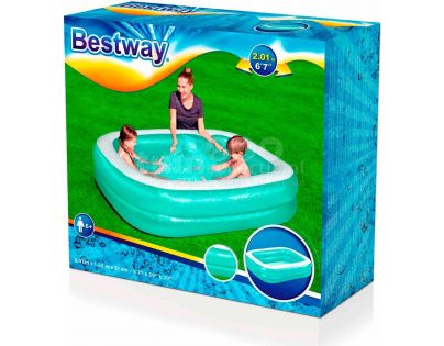 Bestway Bazén nafukovací obdĺžnikový modrý s bielym lemom