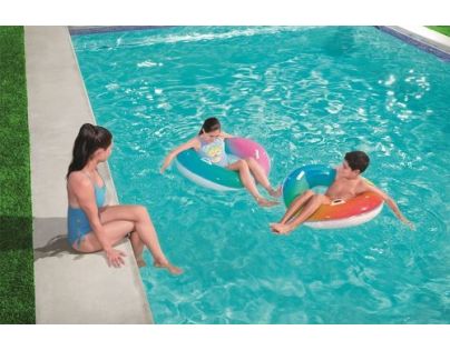 Bestway Nafukovací kruh dúhový 91 cm zeleno-ružový