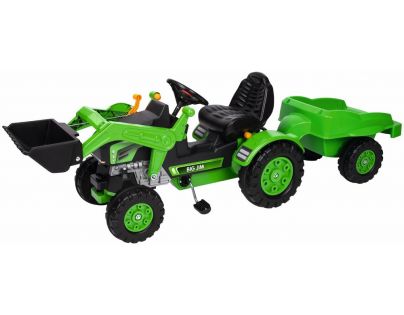 Rolly Toys Kid Šlapací traktor s nakladačom a vlečkou Zelený