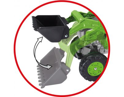 Rolly Toys Kid Šlapací traktor s nakladačom a vlečkou Zelený