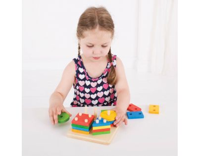 Bigjigs Baby Nasadzovanie farebných tvarov na tyče