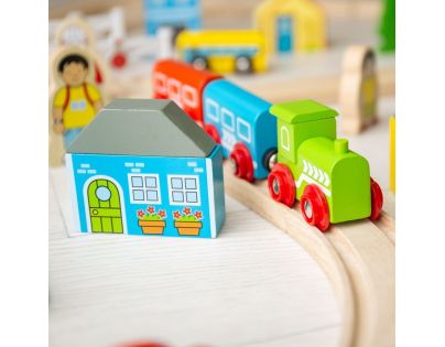 Bigjigs Rail Drevená vláčikodráha mesto a dedina 101 dielov