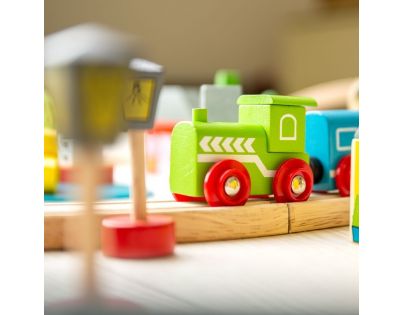 Bigjigs Rail Drevená vláčikodráha mesto a dedina 101 dielov