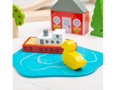 Bigjigs Rail Drevená vláčikodráha mesto a dedina 101 dielov