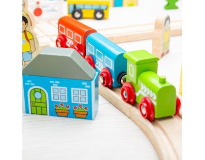 Bigjigs Rail Drevená vláčikodráha mesto a dedina 101 dielov