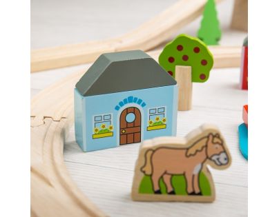 Bigjigs Rail Drevená vláčikodráha mesto a dedina 101 dielov