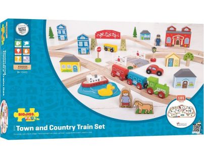 Bigjigs Rail Drevená vláčikodráha mesto a dedina 101 dielov