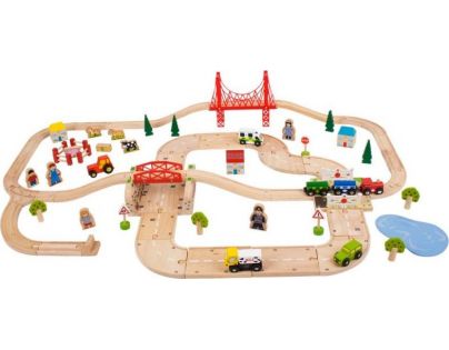 Bigjigs Rail Drevená vláčkodráha s vidieckou cestou 80 dielov