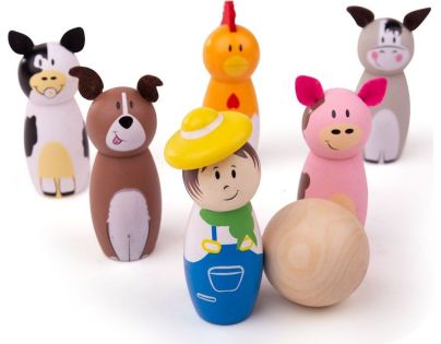 Bigjigs Toys Drevené kuželky farma - Poškodený obal