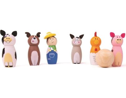 Bigjigs Toys Drevené kuželky farma - Poškodený obal