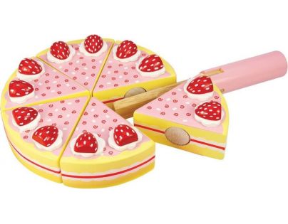 Bigjigs Toys Drevený krájací torta s jahodami