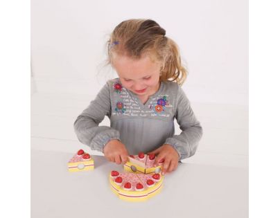 Bigjigs Toys Drevený krájací torta s jahodami